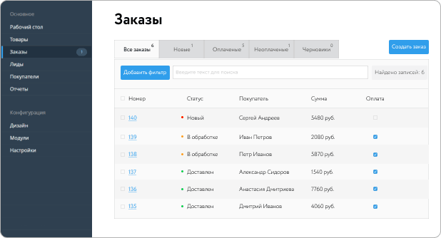 Обработка заказов